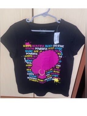 The Children’s Place Girls Black Afro Graphic Tee Size M 7/8 NWT
